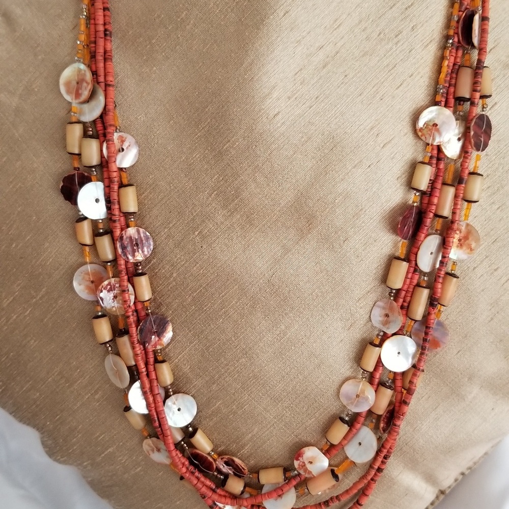 Orange beaded necklace with lobster clasp - Picture 2 of 8